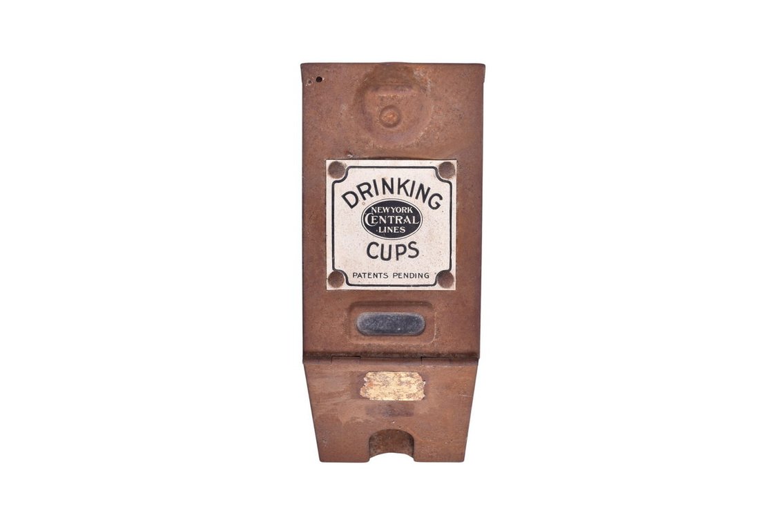 New York Central Railroad Metal Drinking Cup Dispenser