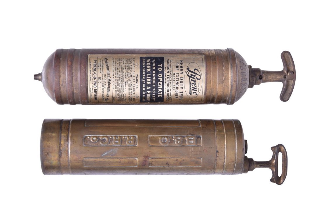 Pair of Baltimore and Ohio Railroad Brass Fire Extinguishers