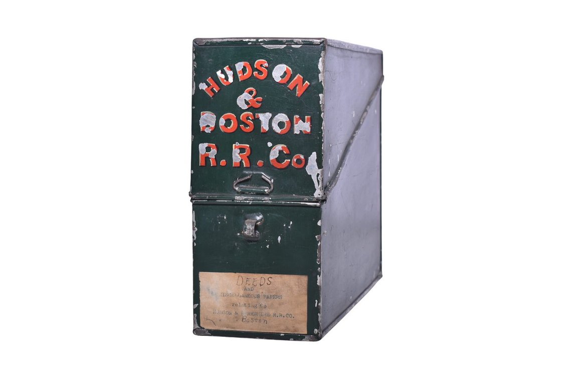 Hudson & Boston Railroad Co Painted Metal Deeds Box