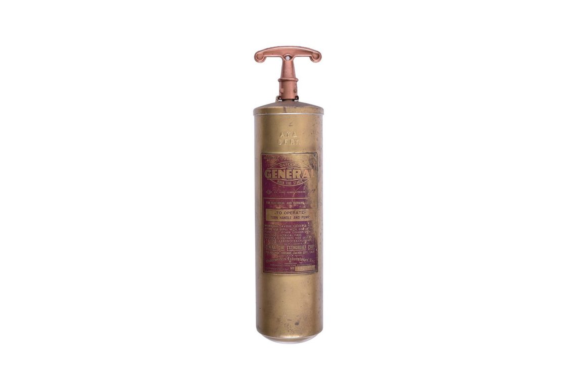 Atchison, Topeka and Santa Fe Railway Brass Fire Extinguisher