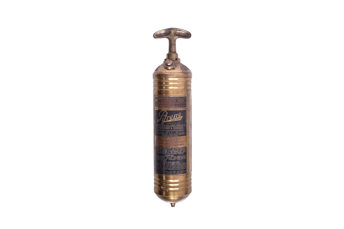 Erie Railroad Brass Pyrene Fire Extinguisher