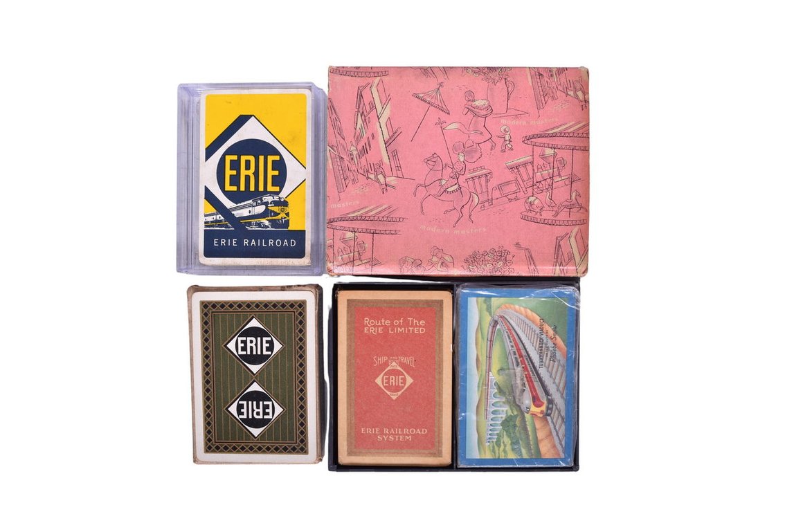 Four Erie Railroad and Lackawanna Playing Card Decks
