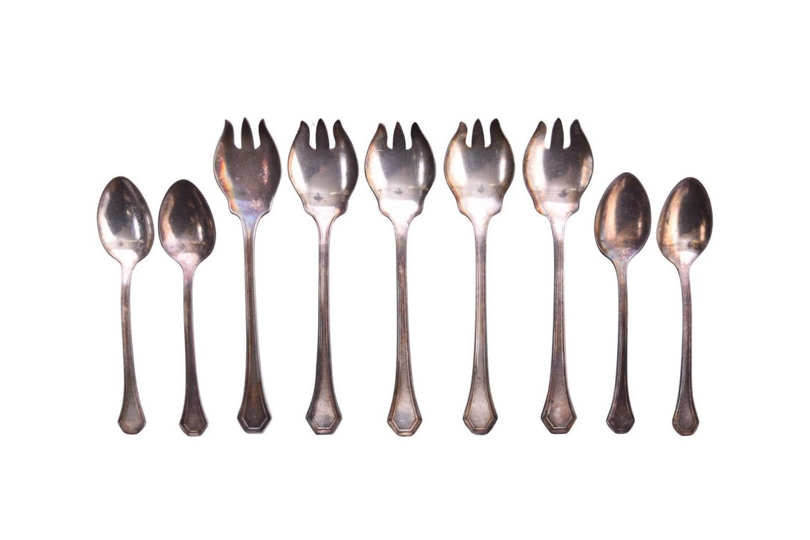 Group of Nashville Chattanooga & St. Louis Railway Silver Flatware Dessert Sporks and Demitasse Spoons