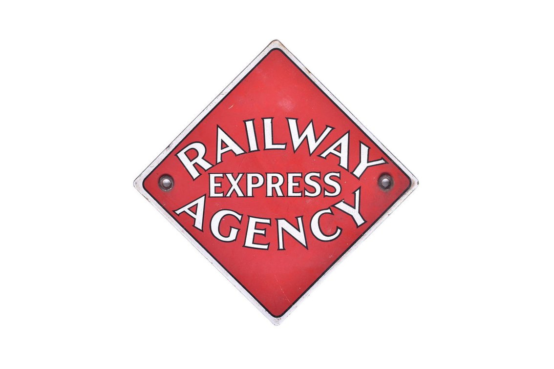 Porcelain Railway Express Agency Baggage Cart End Sign