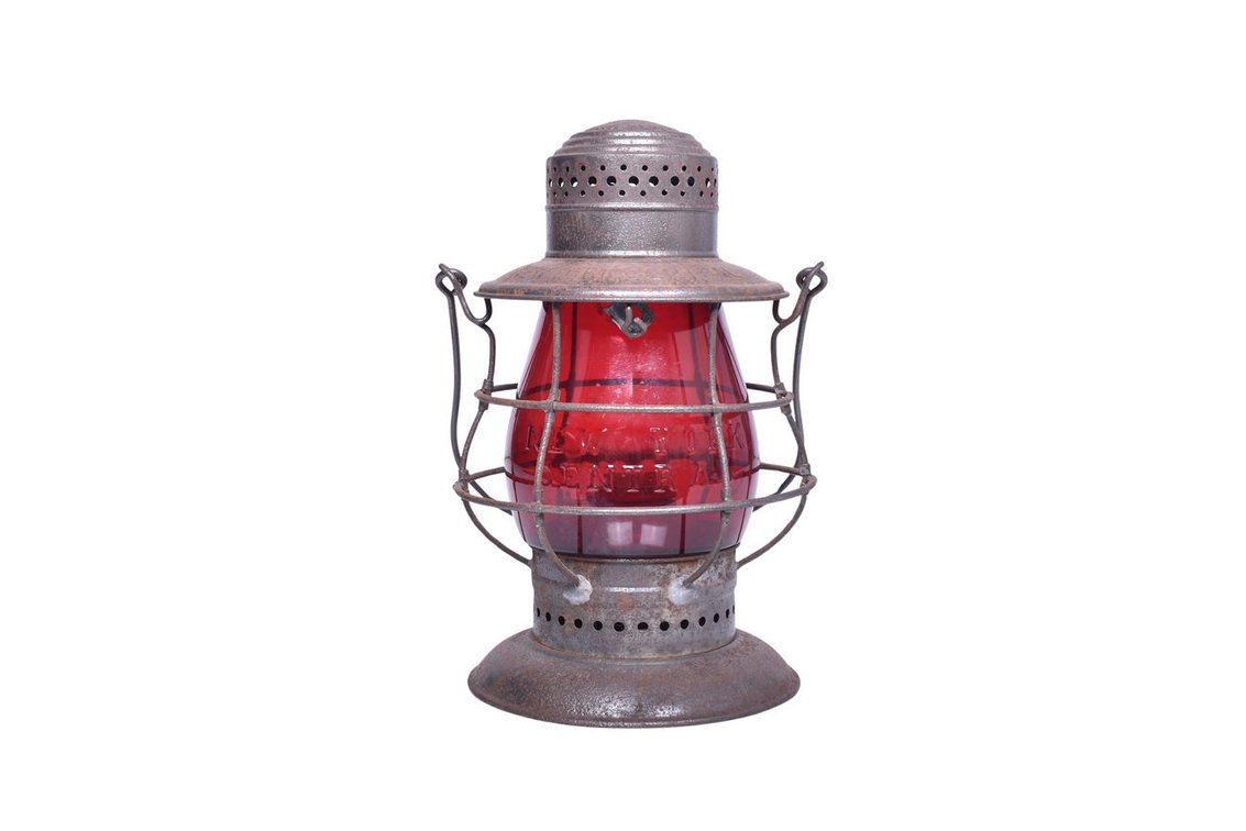 Steam Gauge and Lantern Co. New York Central Railroad Bell Bottom Lantern - Flashed Red Cast Globe