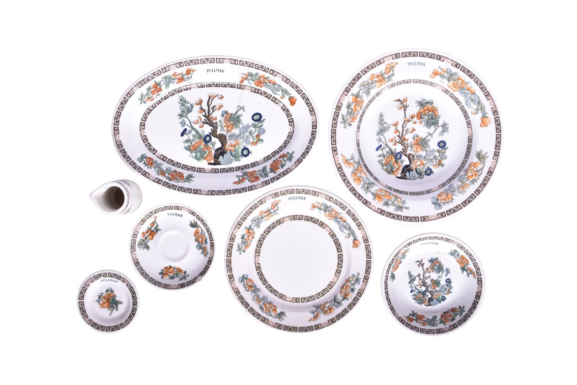 Seven Pieces of Pullman Dining Car China - Oval Plate, Bowl, Creamer, and More