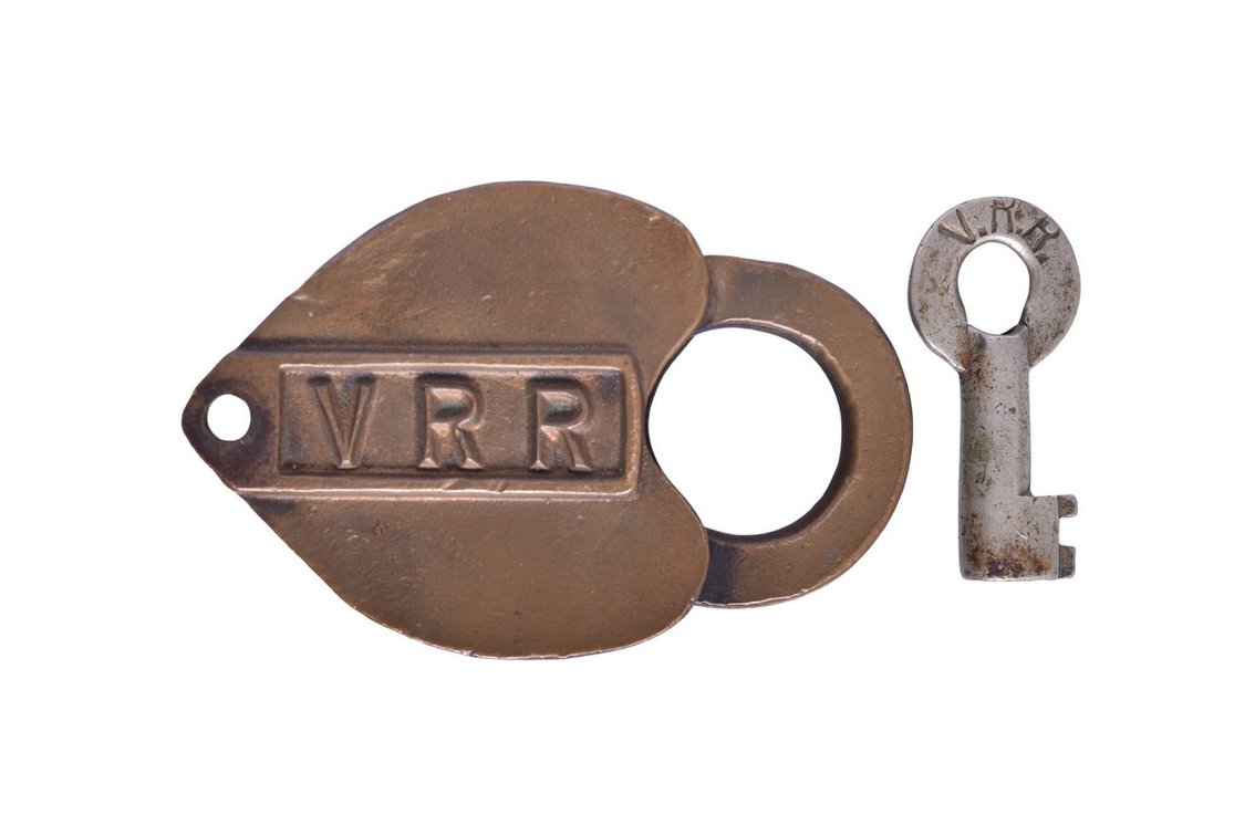 Vandalia Railway Brass Heart Shaped Lock w/ Key