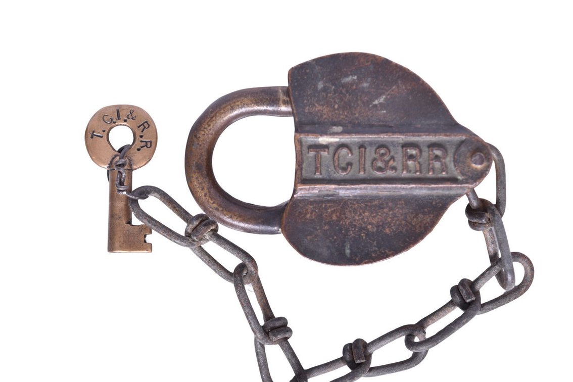 Tennessee Coal Iron & Railroad Brass Heart Shaped Lock w/ Key