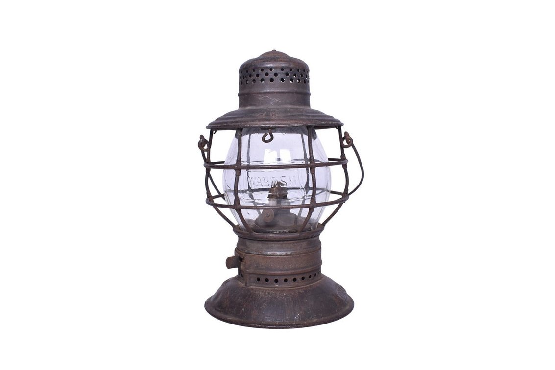 Handlan Wabash Railroad Bell Bottom Lantern with Clear Cast Flag Globe