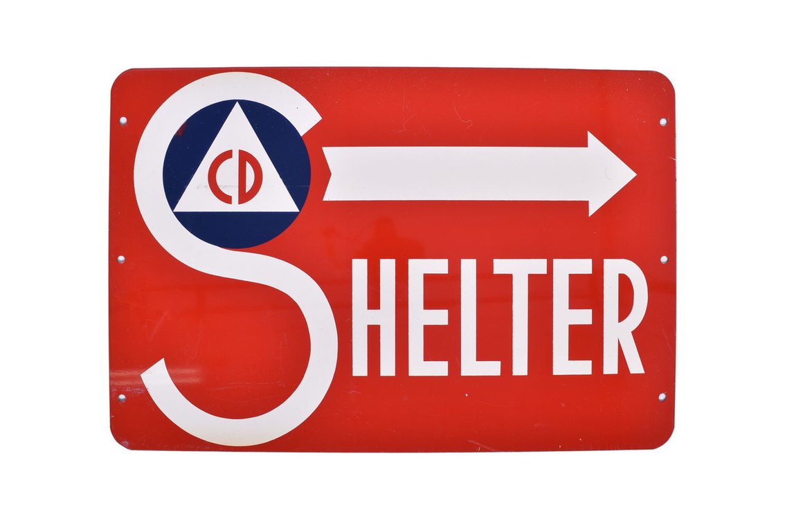 Double Sided Civil Defense Directional Shelter Sign