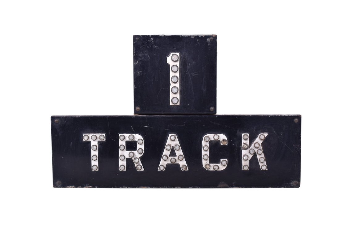 Porcelain Railroad Crossing "1 Tracks" Sign with Plastic Reflectors