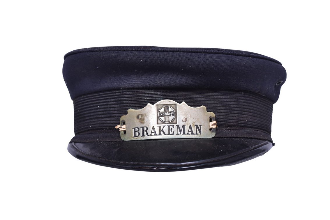 M.H. Grossman Railroad Uniform Cap with Nickel Santa Fe Brakeman
