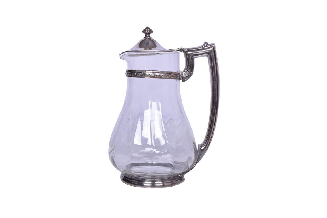 Missouri Pacific Lines Railroad Silver Glass Water Carafe