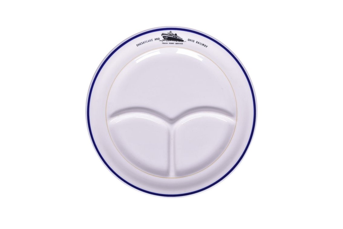 Chesapeake & Ohio Railway Train Ferry Service Dining Room China - 9 1/2" Divided Plate