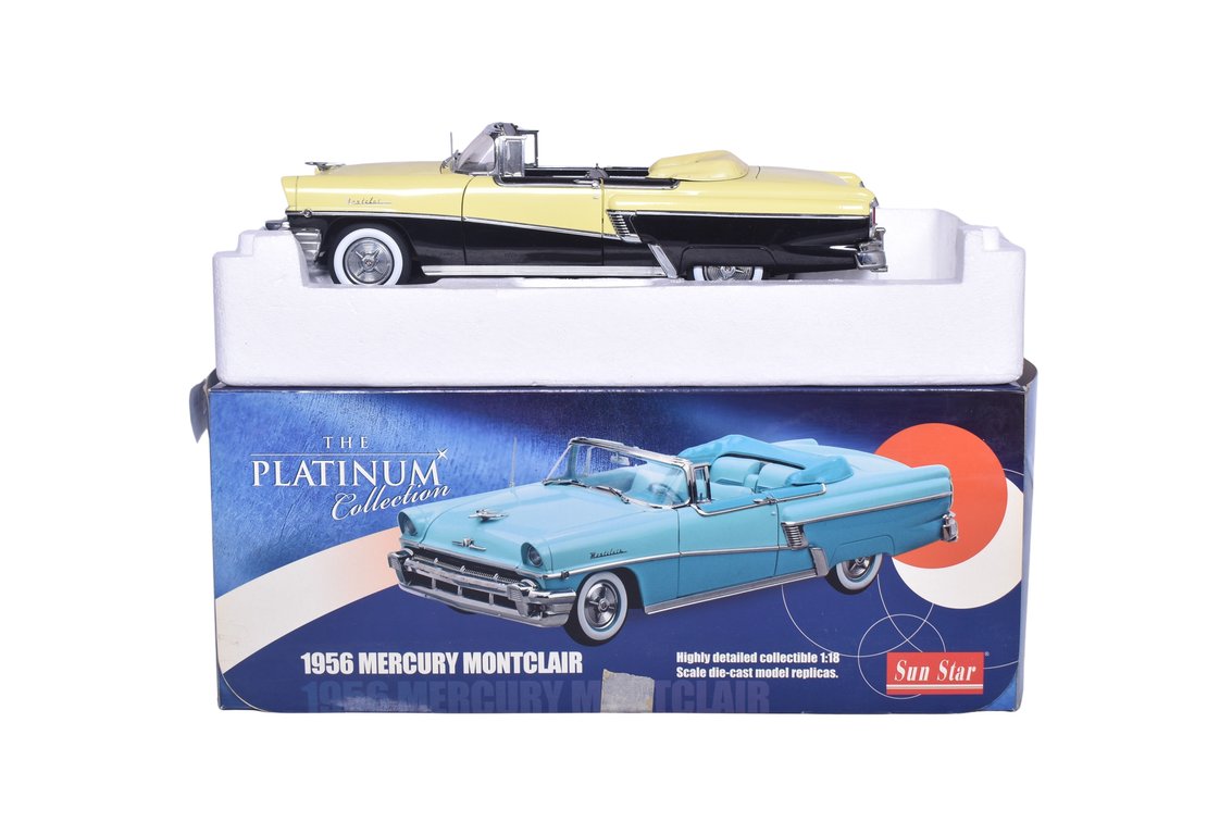 Sun Star 1:18 Diecast 1956 Mercury Montclair - Saffron Yellow / Tuxedo Black