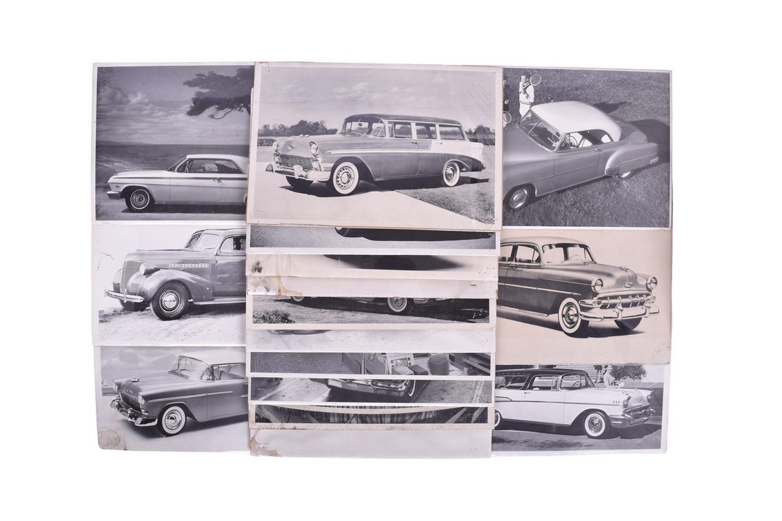 Sixteen Chevrolet Black and White Automobile Advertising Photographs 1930s-1960s