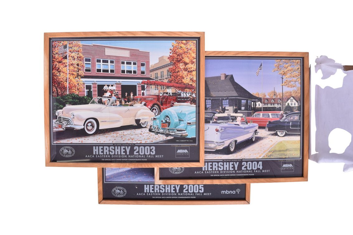 Trio of AACA Hershey Fall Meet Signed Ken Eberts Posters - 2003, 2004, and 2005