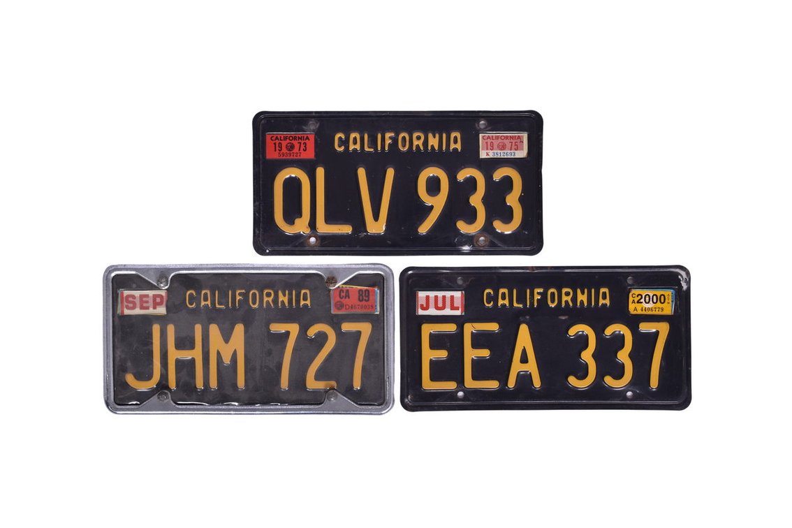 Trio of 1963 California Black and Gold License Plates