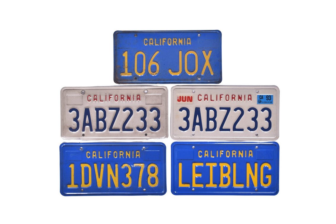 Five California License Plates - 1970s and 1990s