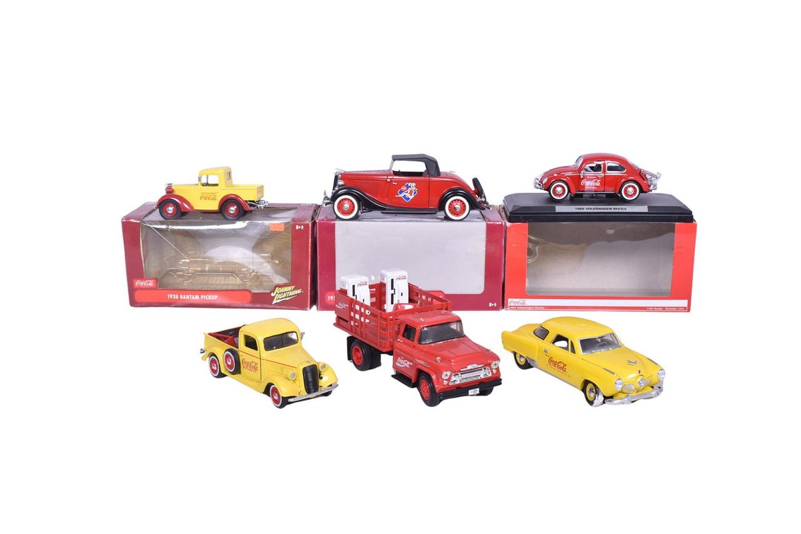 Six Model Cars - Coca-Cola - Volkswagen, Studebaker, Bantam and More