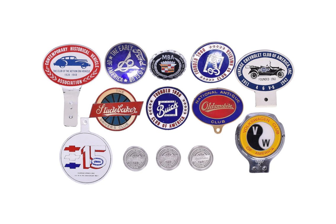Ten Car Club License Plate Toppers / Grille Badge Topper - Vintage Chevrolet, Early Ford V8, and More