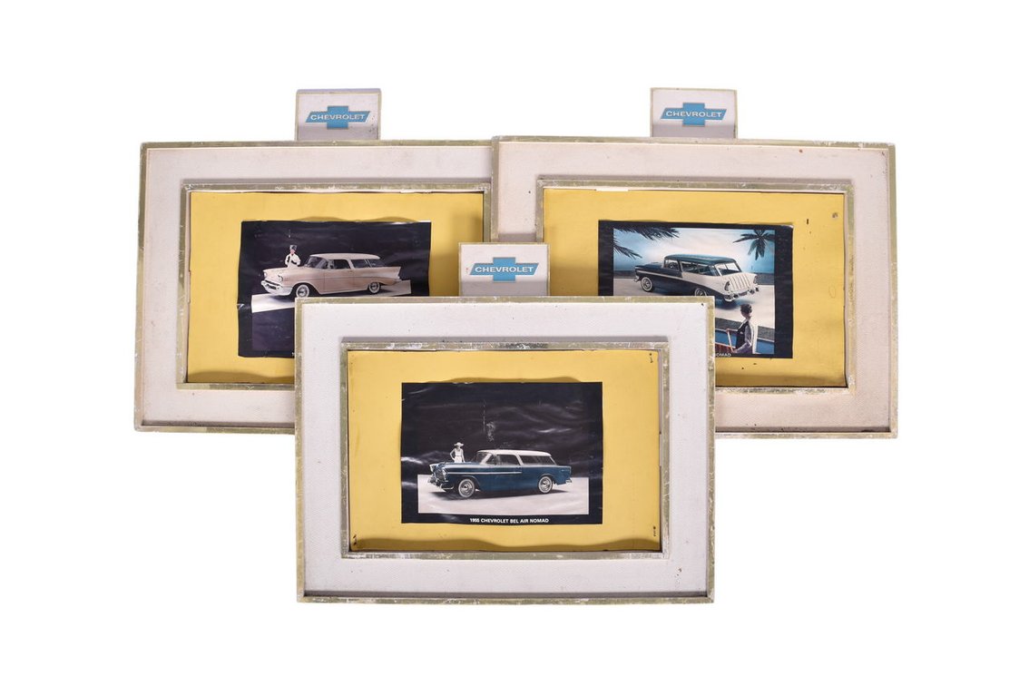 Three 1950s Chevrolet Bel Air Nomad Framed Promotional Prints