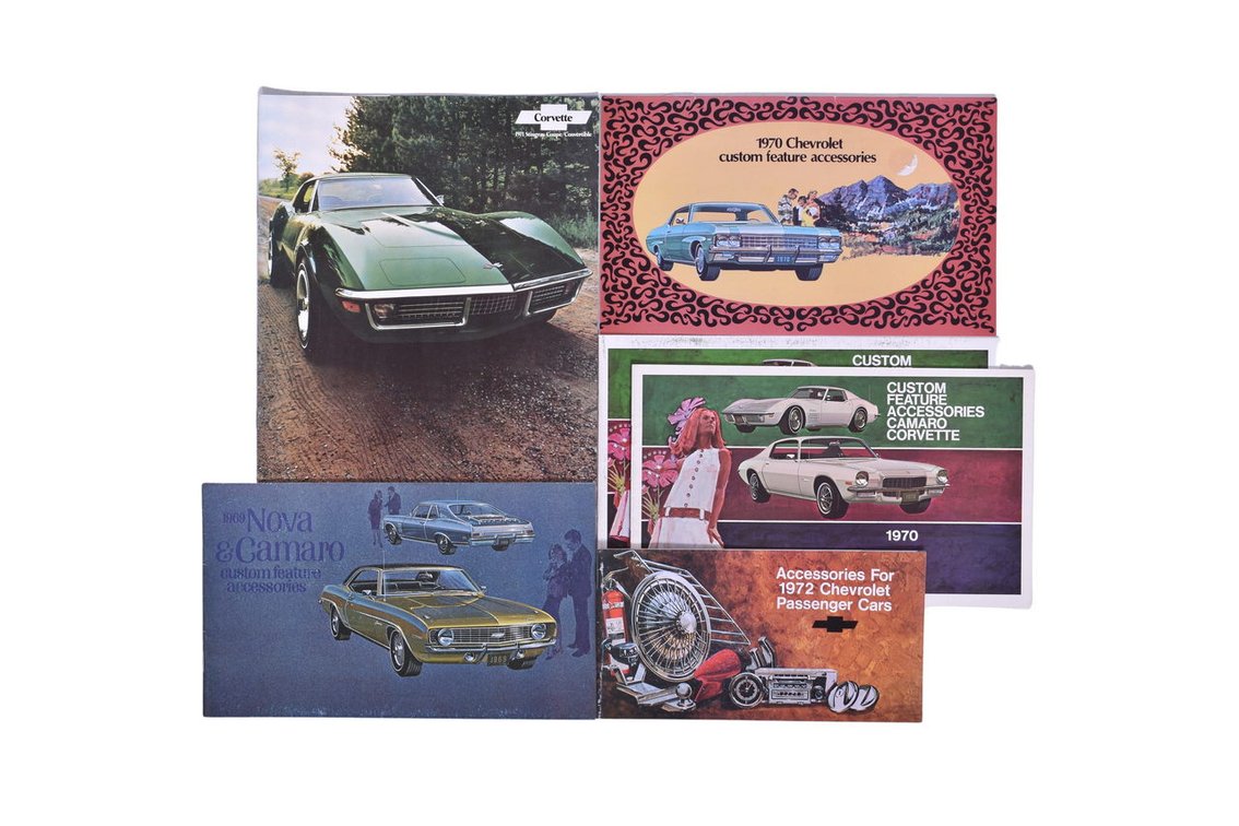 Six Chevrolet Dealership Custom Feature Accessories Sales Brochures 1969-1972 Corvette, Nova, Camaro