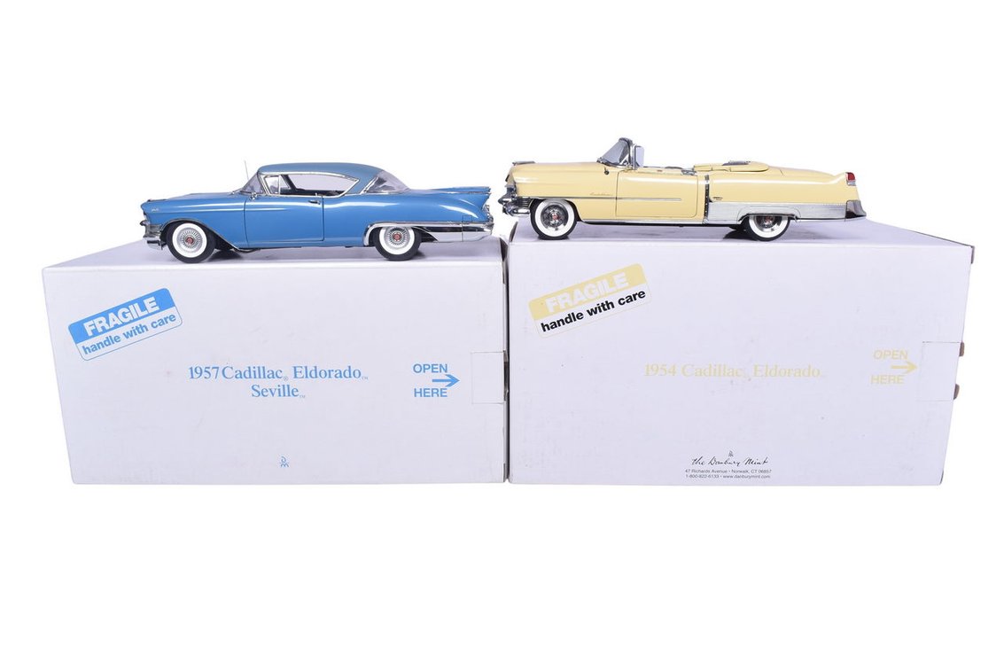 Pair of Danbury Mint 1:24 Diecast 1954 and 1957 Cadillac Eldorado