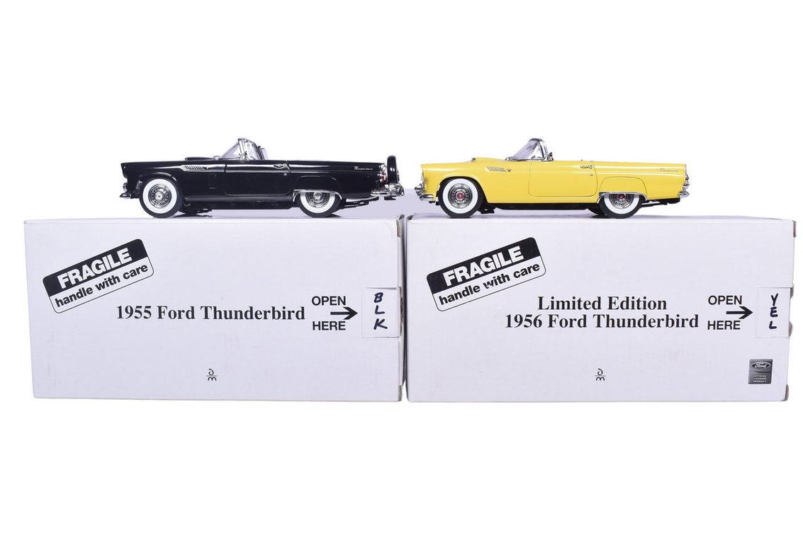 Pair of Danbury Mint Ford Thunderbirds - 1955 and 1956