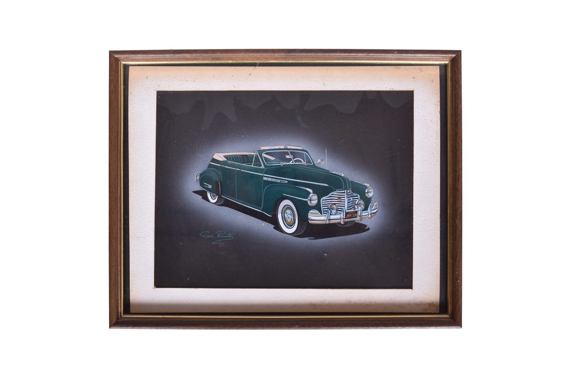 Original Dom Pacitti Signed Artwork 1947 Buick Classic Car Illustration