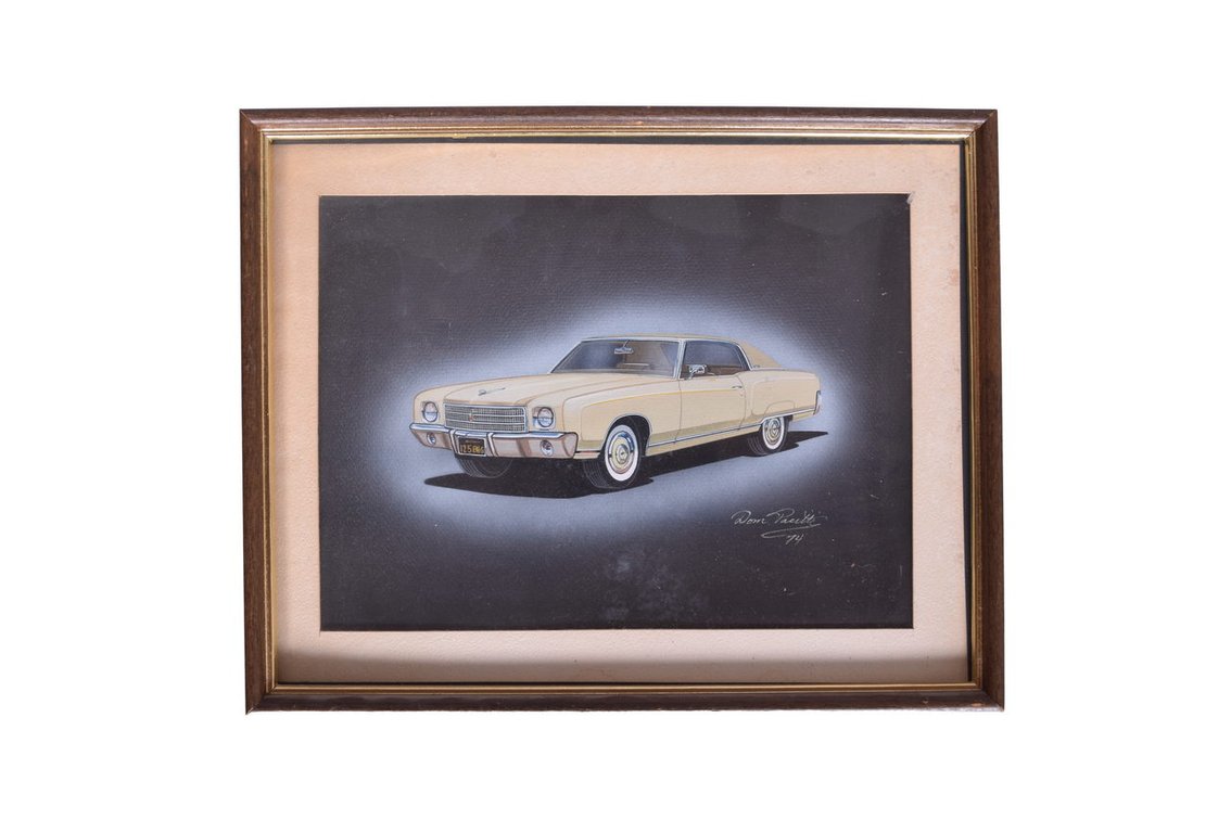 Original Dom Pacitti Signed Artwork 1971 Chevrolet Caprice Classic Car Illustration