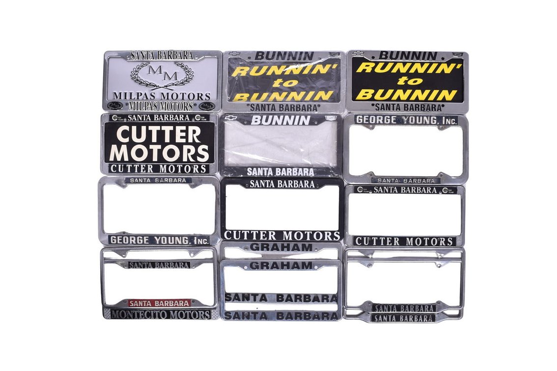Fourteen Santa Barbara Car Dealership Advertising License Plate Frames and Four Inserts