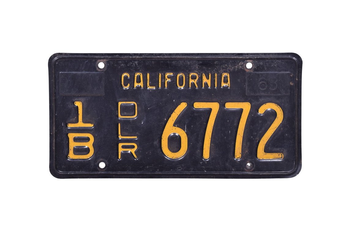 1964 California Black Dealer License Plate