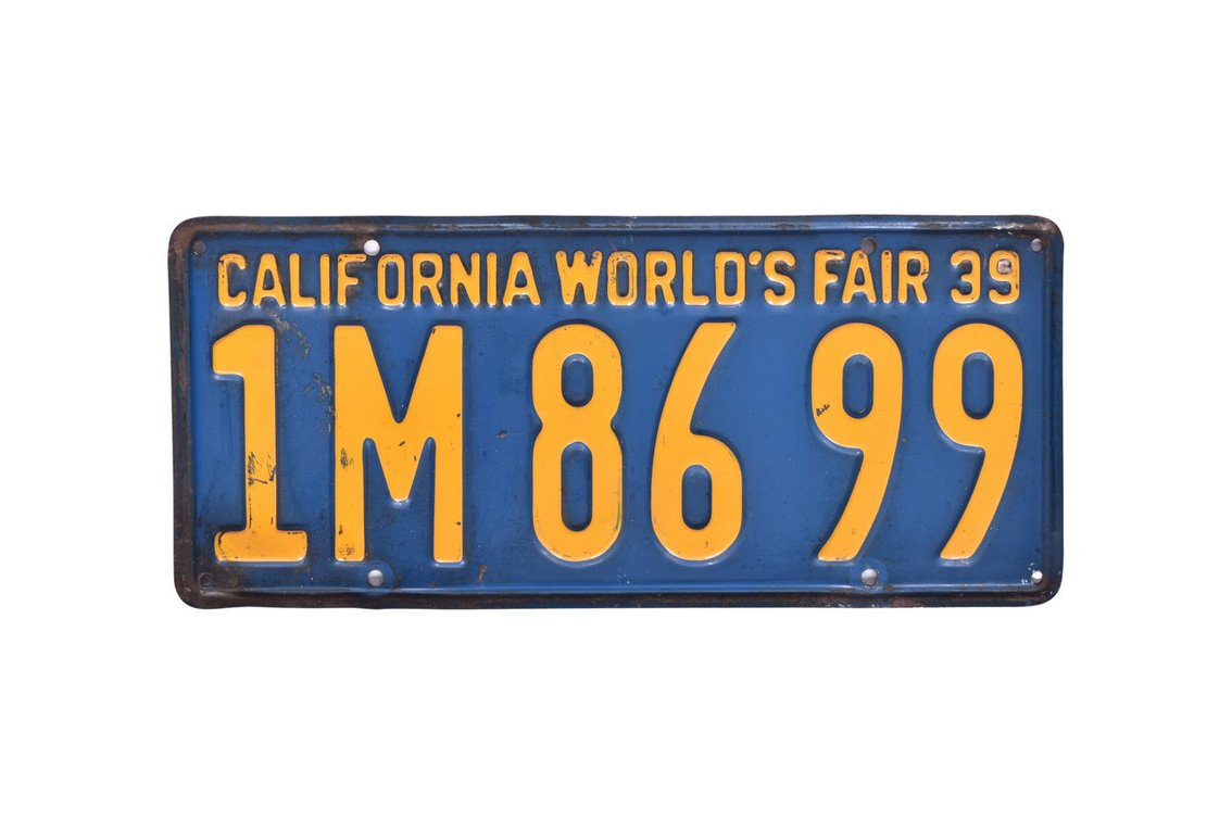 1939 California World's Fair License Plate