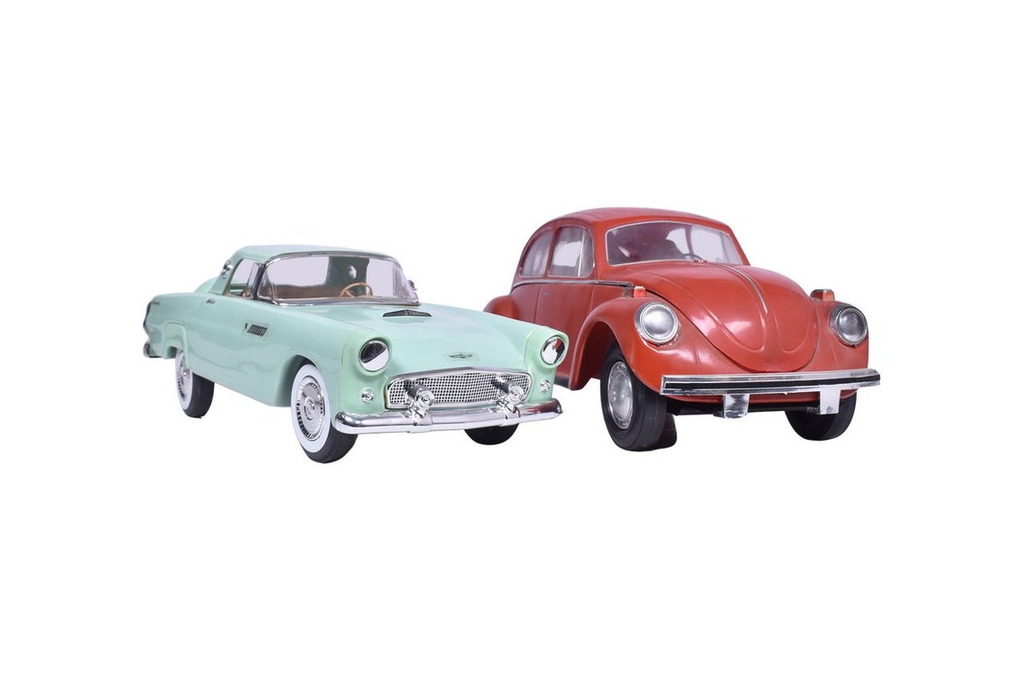 Pair of Ceramic Decanters - Volkswagen and 1956 Ford Thunderbird