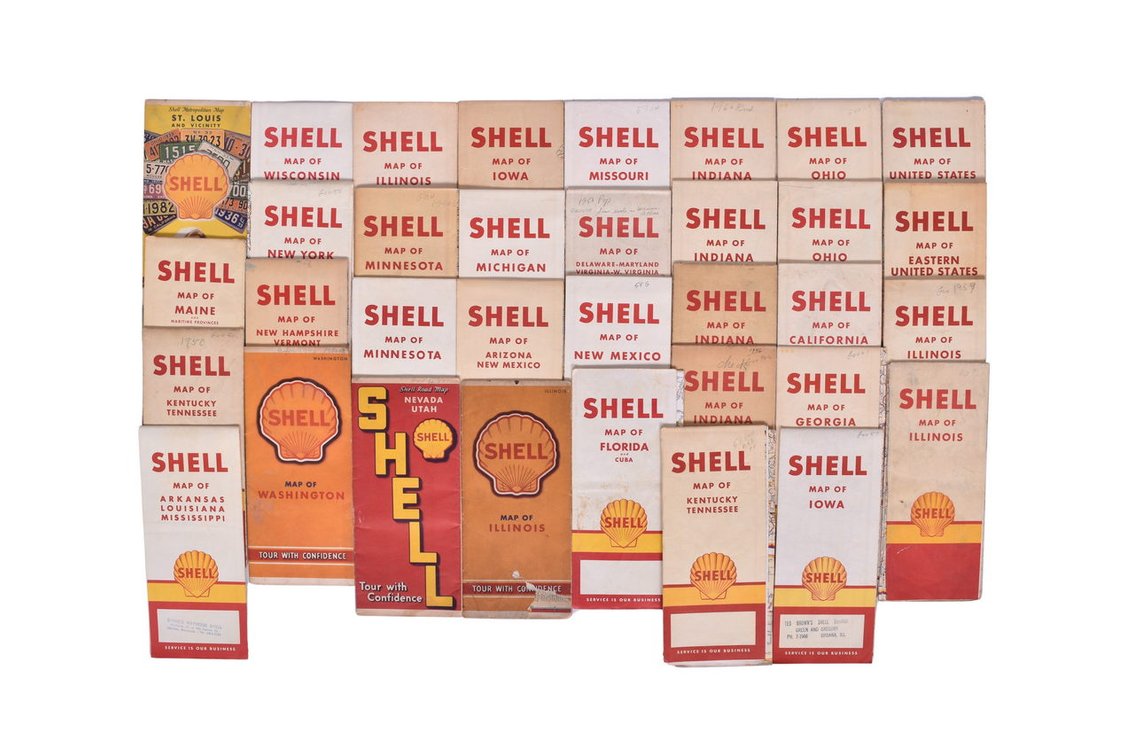 Group of 34 Shell Gas Station Road Maps 1950s-1960s