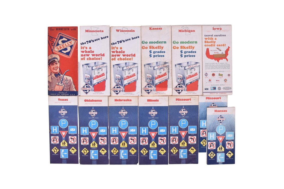 Group of 13 Skelly Gas Station Road Maps