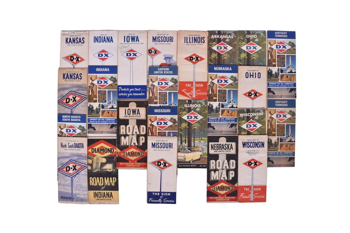 Group of 24 DX Gas Station Road Maps