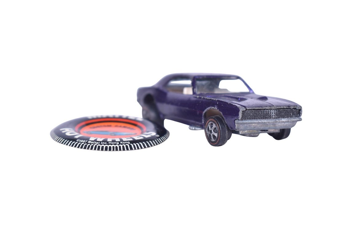 1968 Hot Wheels Redline Custom Camaro in Purple w/ Button