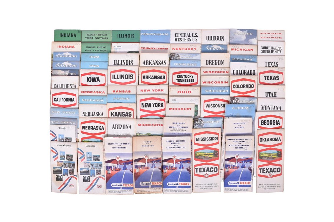 Group of 74 Texaco Gas Station Road Maps 1950s-1970s
