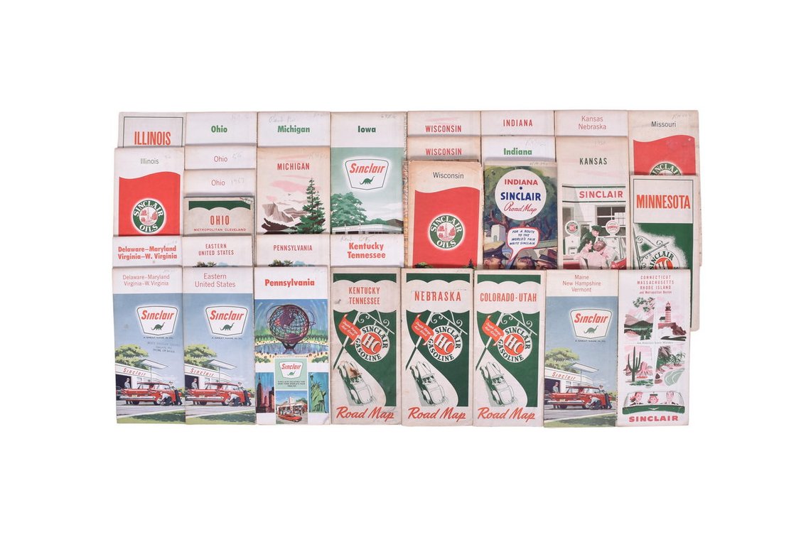 Group of 31 Sinclair Gas Station Road Maps 1950s-1960s