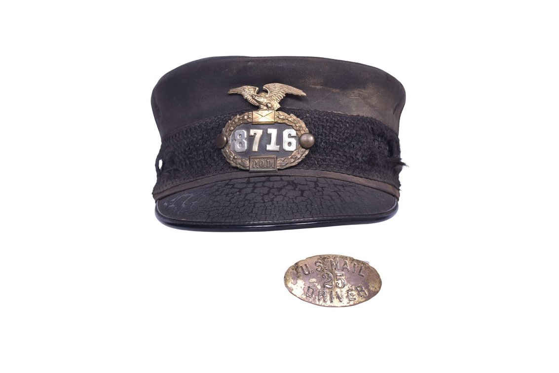 Post Office Department Letter Carrier Uniform Cap and Badge
