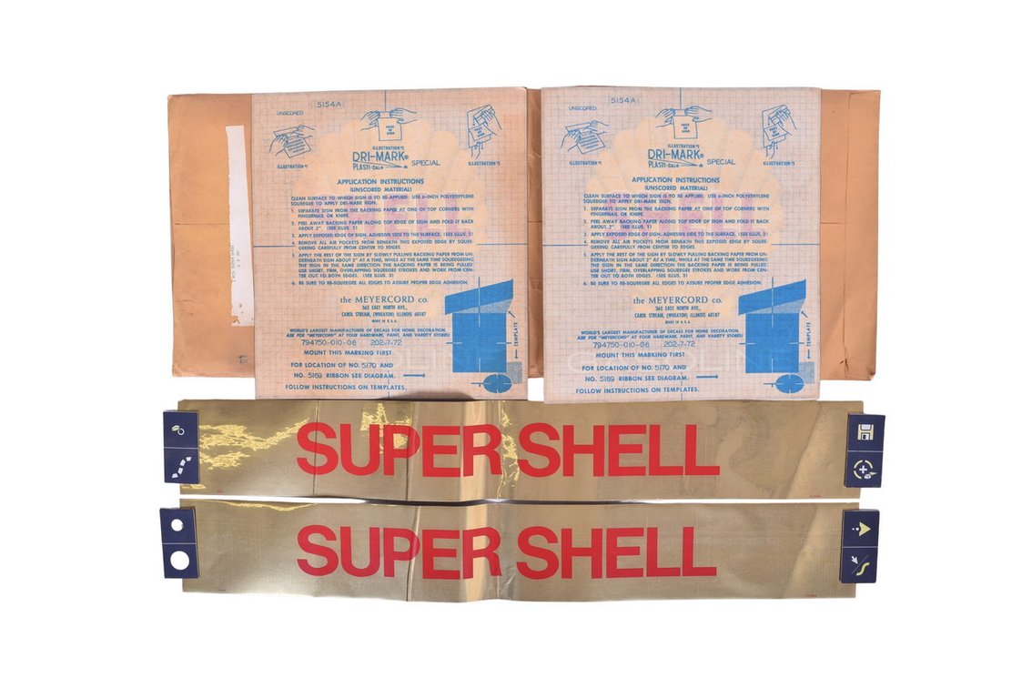 Group of Four Shell Gasoline Emblems / Decals / Stickers