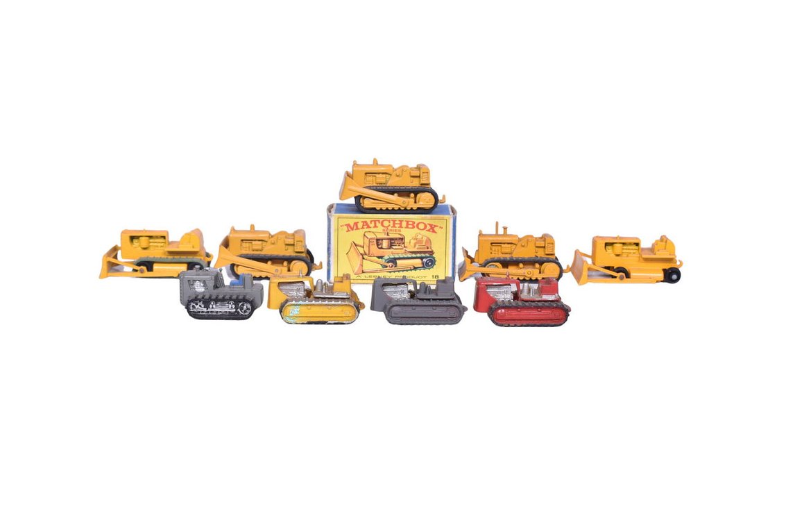 Nine Matchbox, Lesney, Varney, Tyco, and Lit'l Toy Tractors