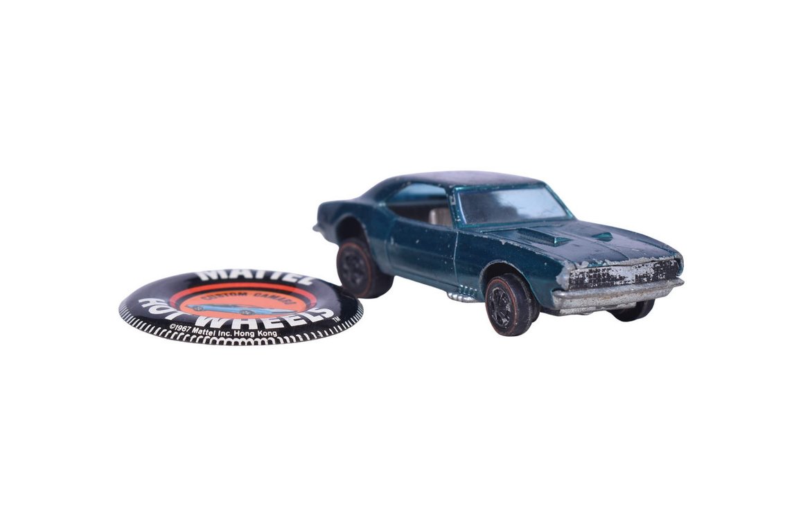1968 Hot Wheels Redline Custom Camaro in Green w/ Button