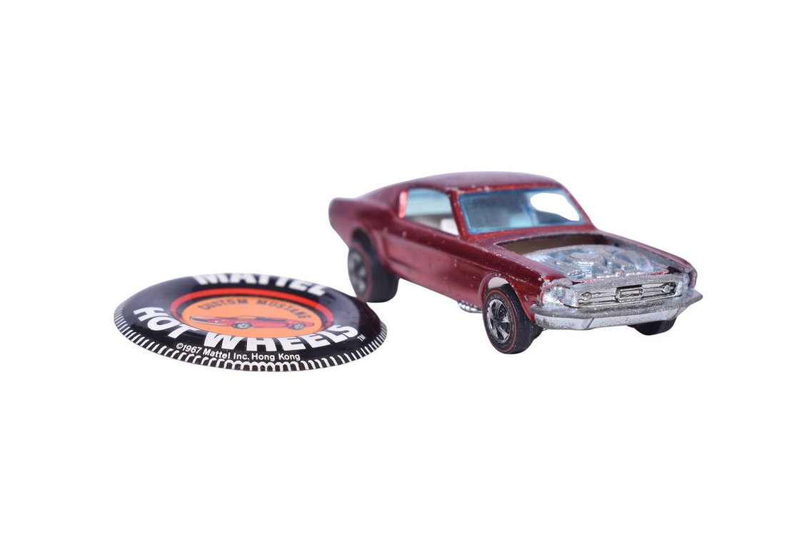 1968 Hot Wheels Redline Custom Mustang in Red w/ Button