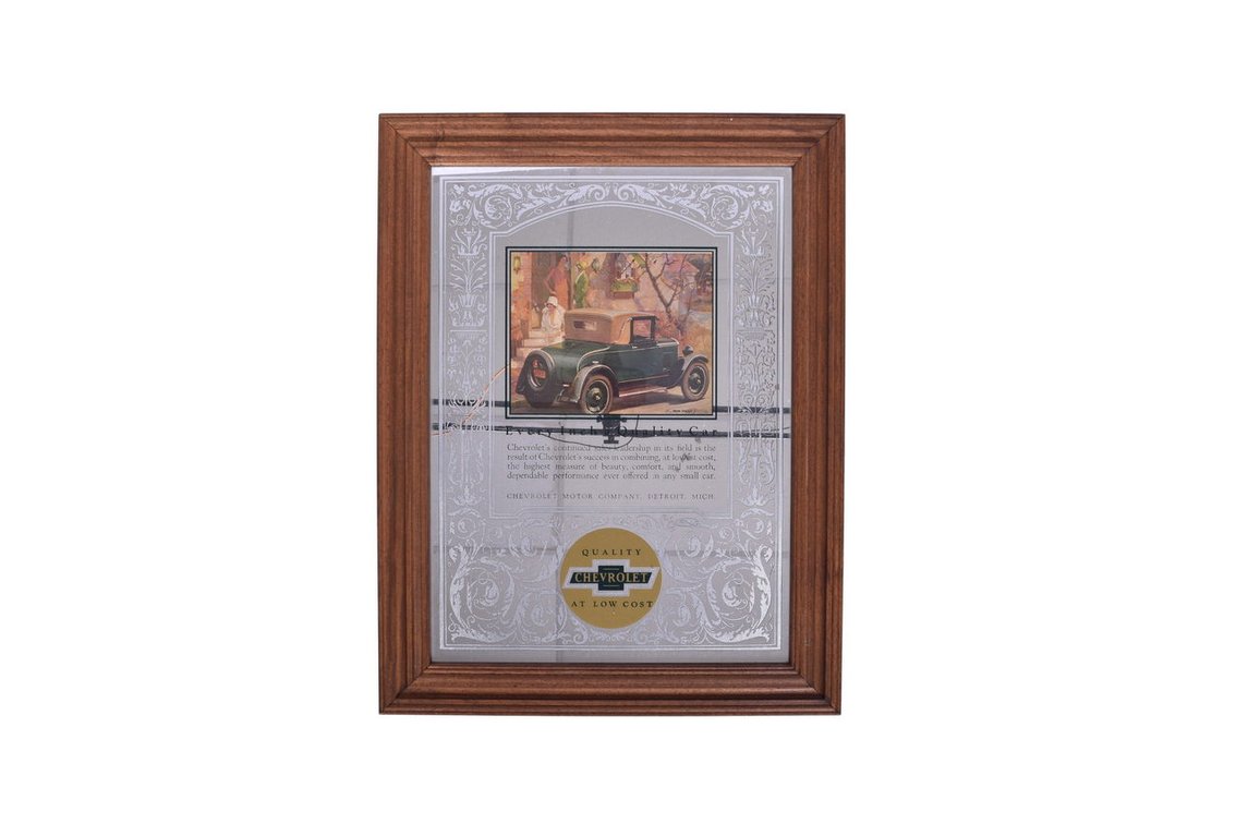 Chevrolet Advertising Mirror Sign Featuring 1920s Fred Mizen Art Print