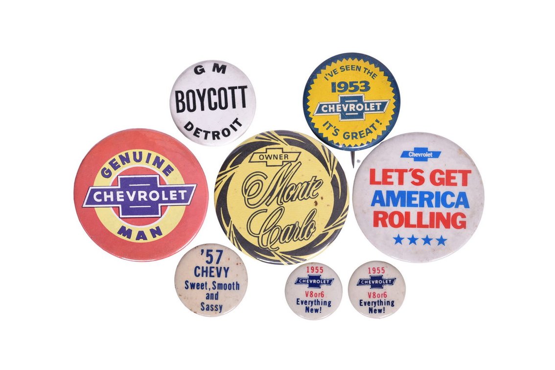 Eight Chevrolet Automobile Advertising Pin Back Buttons