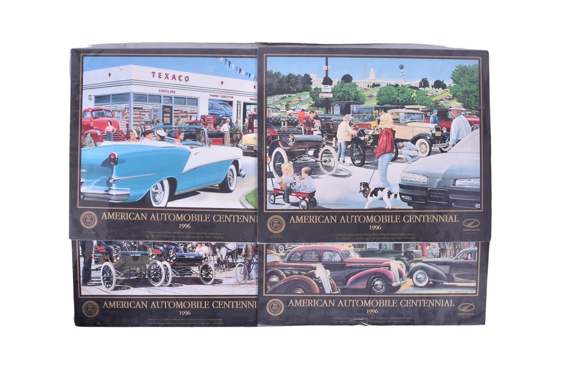 Four 1996 American Automobile AACA Centennial Limited Edition Posters Ken Eberts