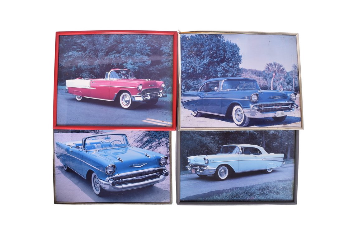 Four 1950s Chevrolet Bel Air Framed Photographs 20" x 16"